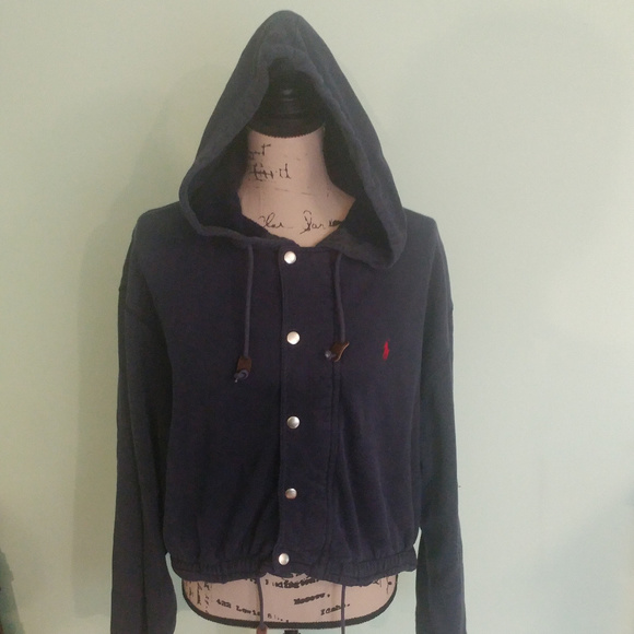 Ralph Lauren Jackets & Blazers - RALPH LAUREN BLUE SNAP FRONT HOODIE SIZE LARGE